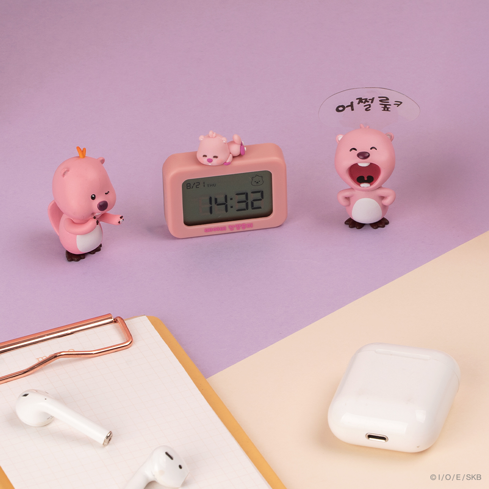 로이체 잔망루피 피규어 미니 키링 무소음 디지털 탁상시계(Royche Zanmang Loopy Figure Mini Keyring Digital Desk Clock) - 3