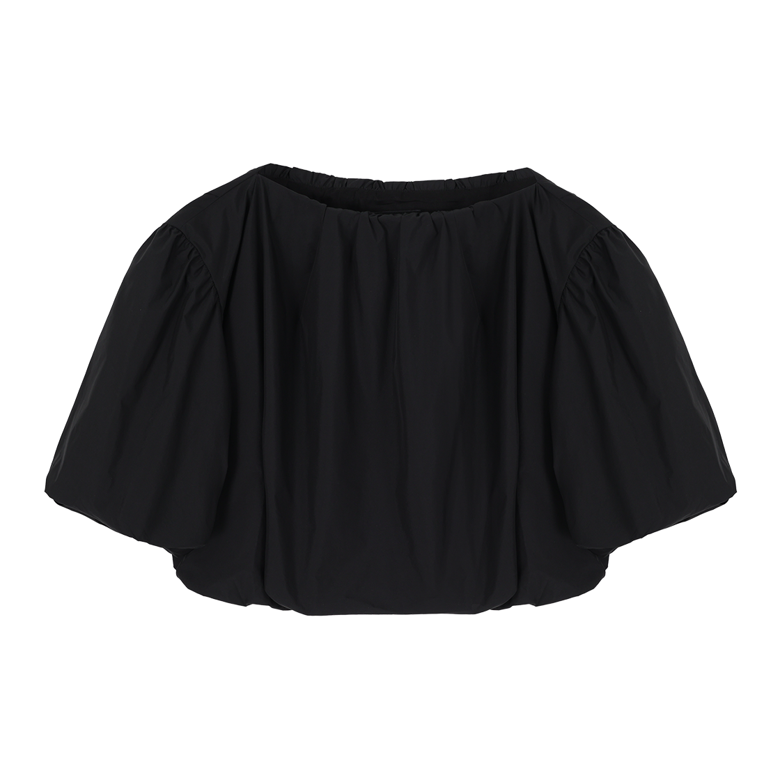 (W) 송지오 볼륨 드레이프 크롭탑 블랙((W) SONGZIO Volume Drape Crop Top Black) - 1