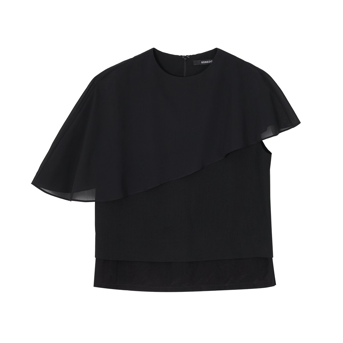 (W) 송지오 컬렉션 레이어드 케이프 탑 블랙((W) SONGZIO COLLECTION Layered Cape Top Black) - 1