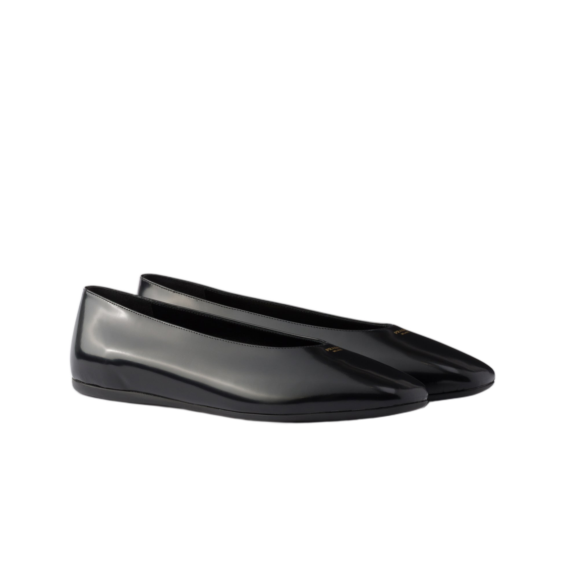 (W) 프라다 브러쉬드 레더 발레리나 블랙((W) Prada Brushed Leather Ballerinas Black) - 2
