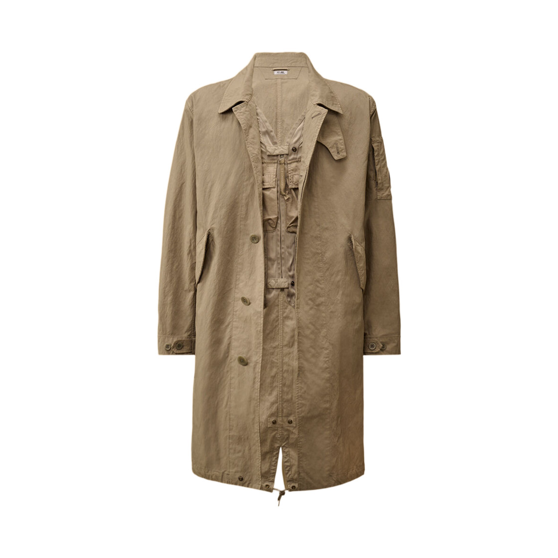 20CMOW069A110305G904 C.P. Company Twill Fishtail Lens Car Coat Dove Grey - 26SS