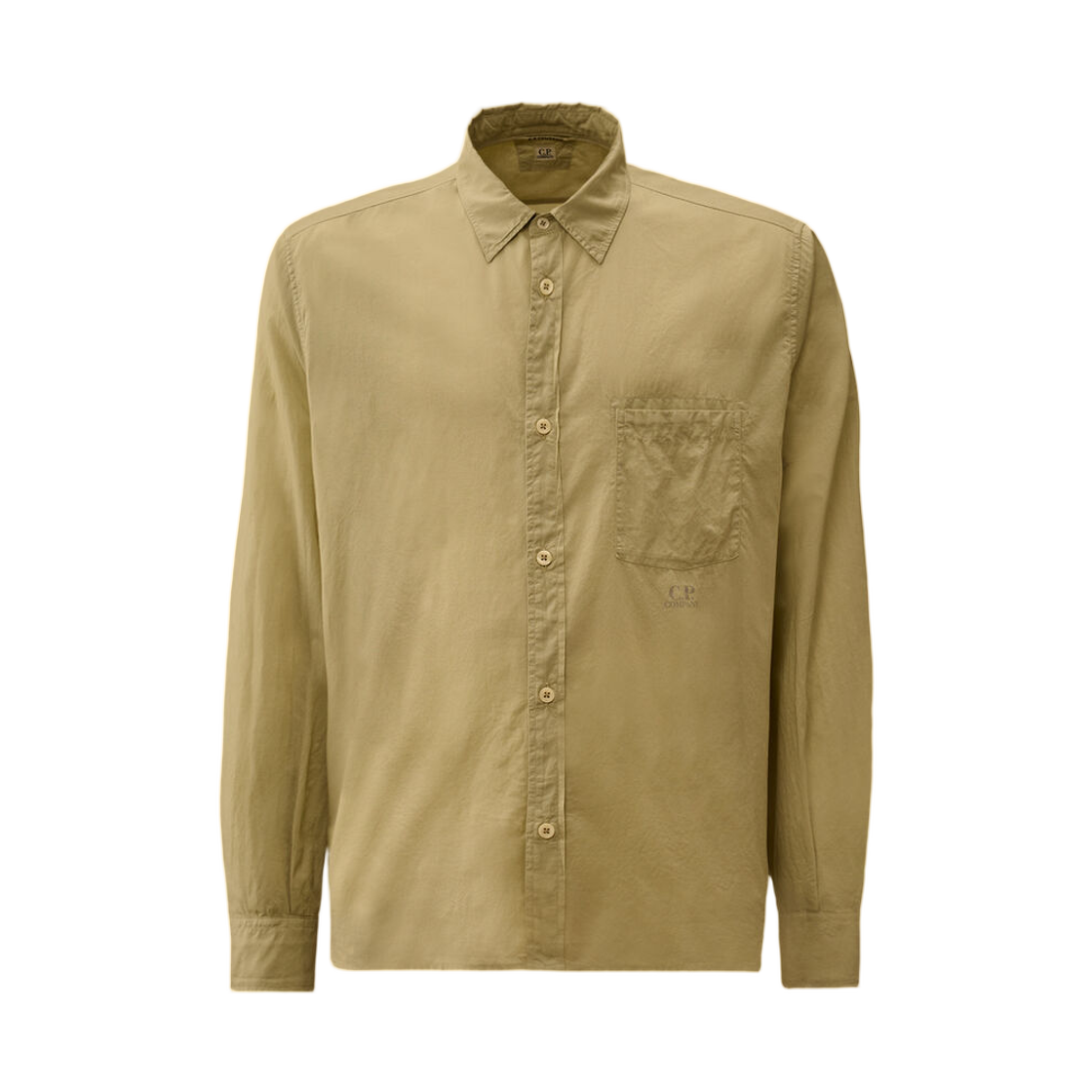 20CMSH225A110349G610 C.P. Company Light Mussola Long Sleeve Button Shirt Moss Gray Green - 26SS