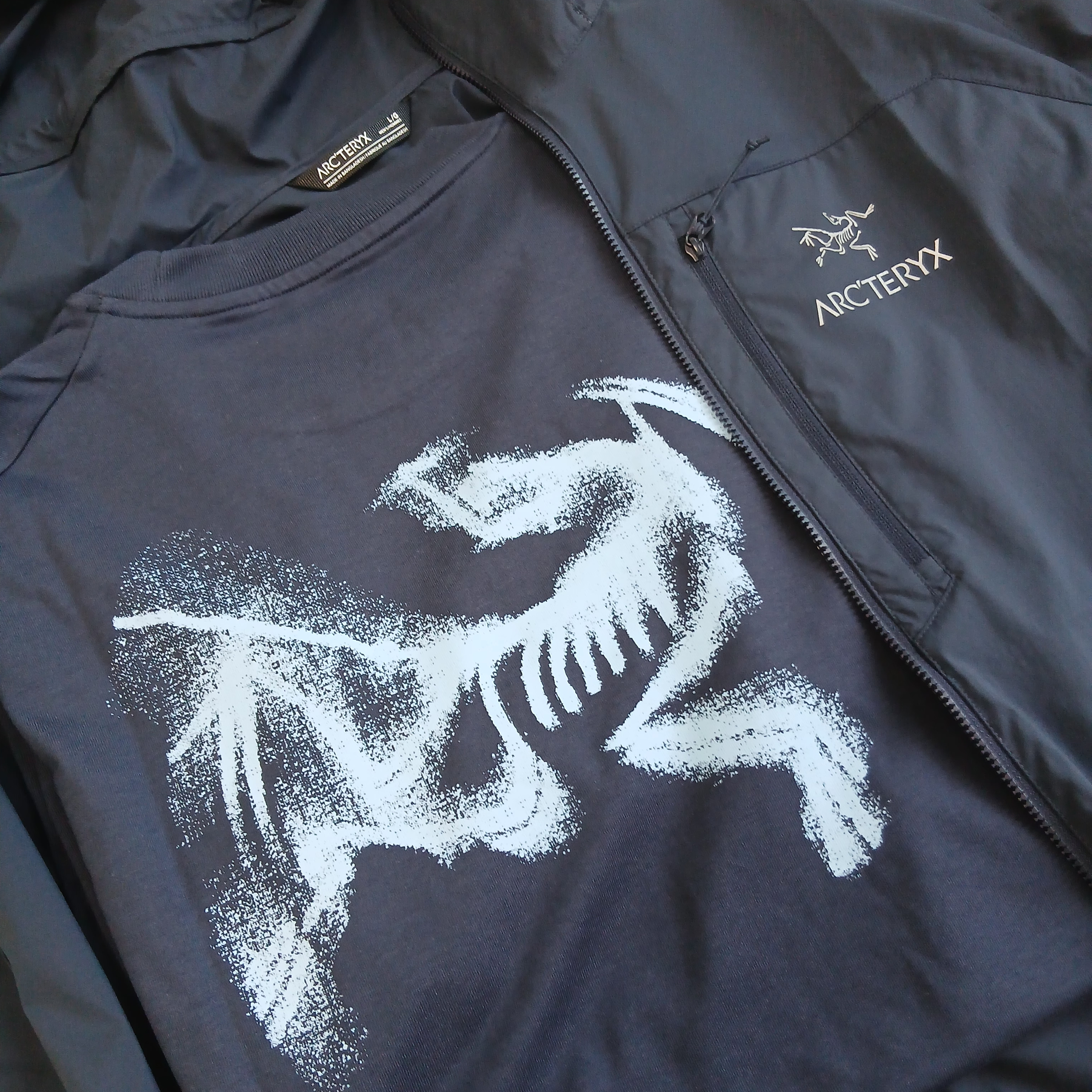 Arc'teryx Arc'word Logo SS T-Shirt Habitat, Arc'teryx Squamish Hoody Black Sapphire 착용 스타일 - 10