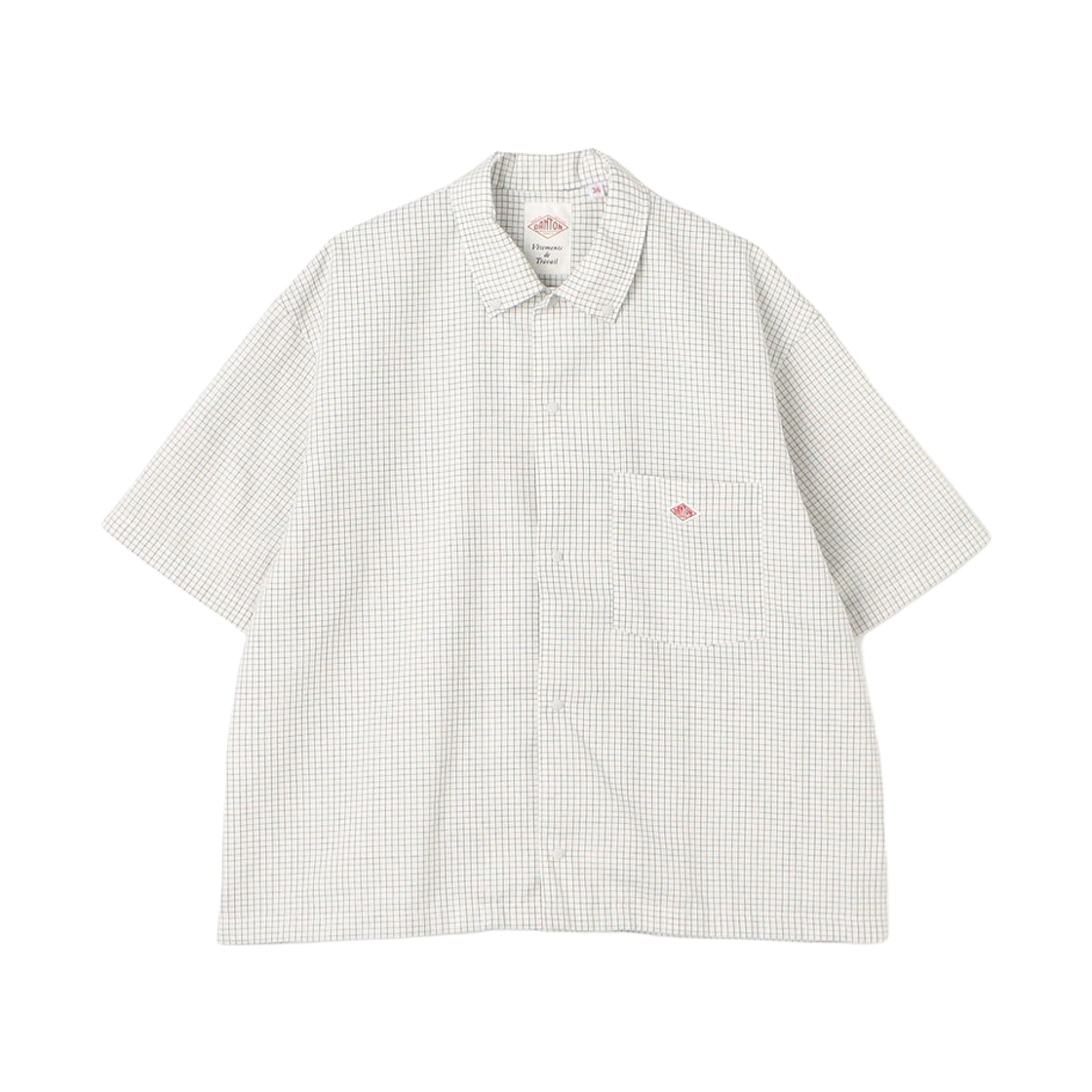 DT-B0336-POD (W) Danton Oxford Short Sleeve Button Down Shirt Off White Navy Check