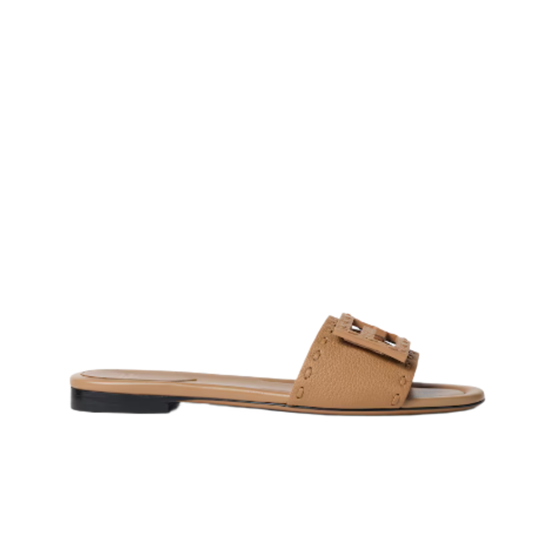 (W) 펜디 바게트 레더 슬라이드 브라운((W) Fendi Baguette Leather Slides Brown) - 1