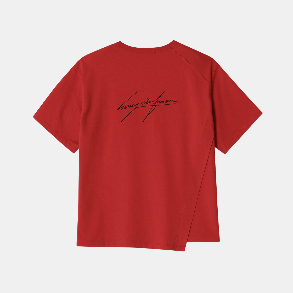 (W) 송지오 어시메트릭 컷 오토그래프 티셔츠 레드((W) SONGZIO Asymmetric Cut Autograph T Shirt Red) - 2