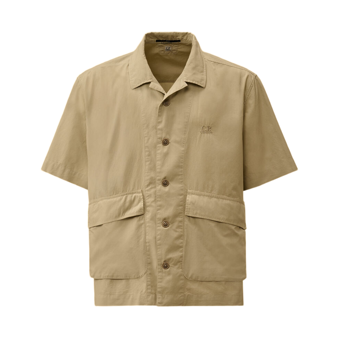 20CMSH230A005328G904 C.P. Company Popeline Boxy Short Sleeve Shirt Dove Grey - 26SS