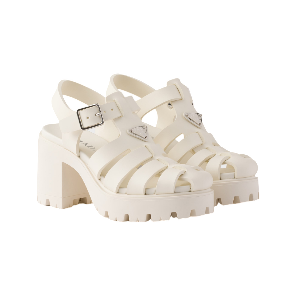 (W) 프라다 러버 플랫폼 샌들 아이보리((W) Prada Rubber Platform Sandals Ivory) - 2