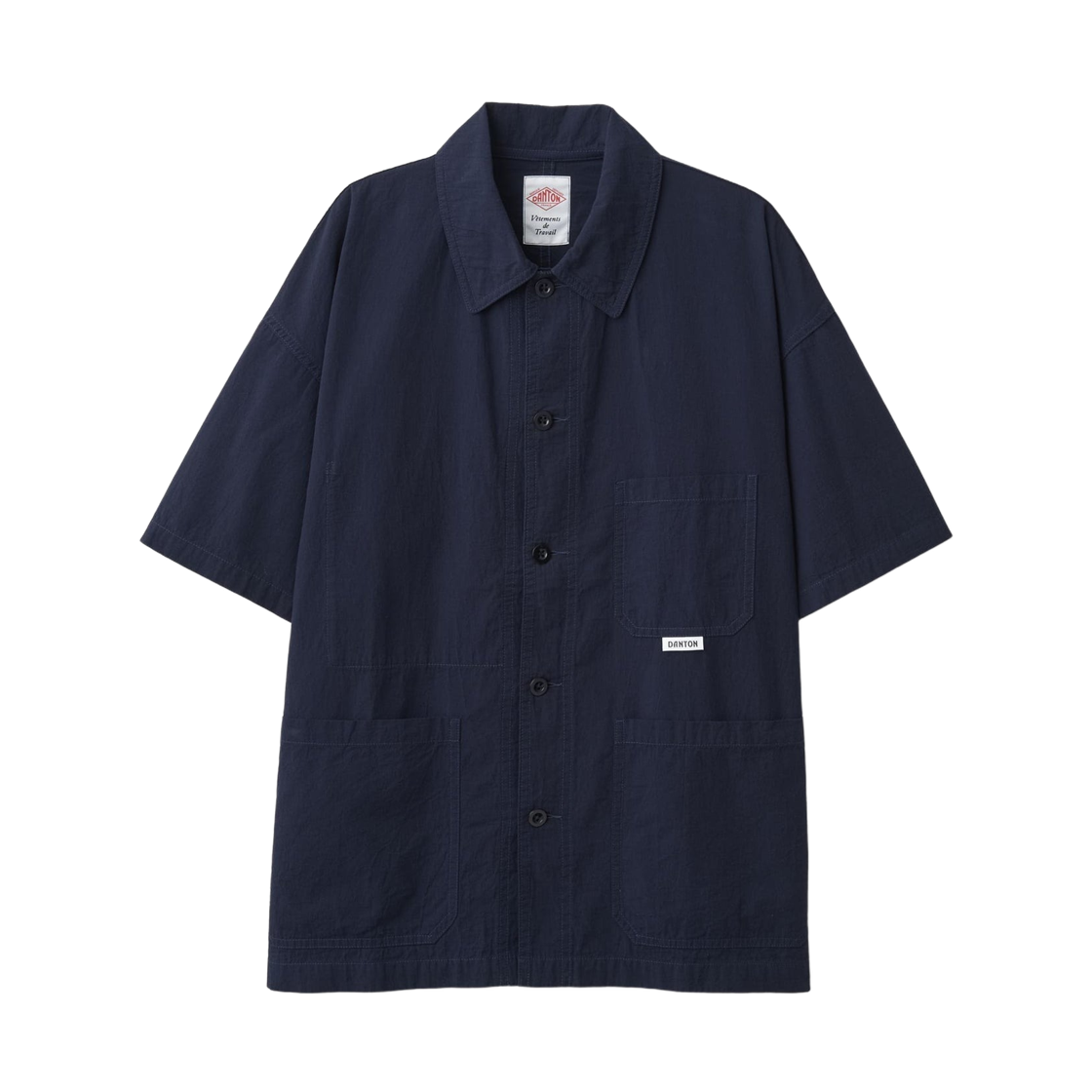단톤 오가닉 코튼 워셔 숏슬리브 커버올 셔츠 네이비(Danton Organic Cotton Washer Short Sleeve Coverall Shirt Navy) - 1