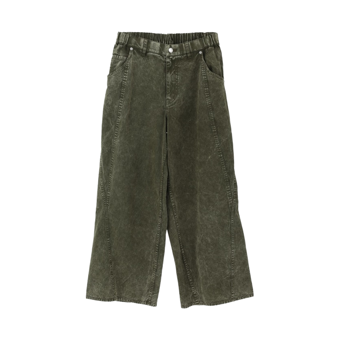 컨버스 도쿄 피그먼트 다이 배럴 레그 와이드 팬츠 올리브(Converse Tokyo Pigment Dyed Barrel Leg Wide Pants Olive)