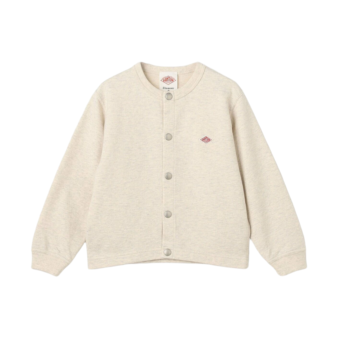 DT-C0409-CIN (Kids) Danton Cotton Crewneck Cardigan Ecru