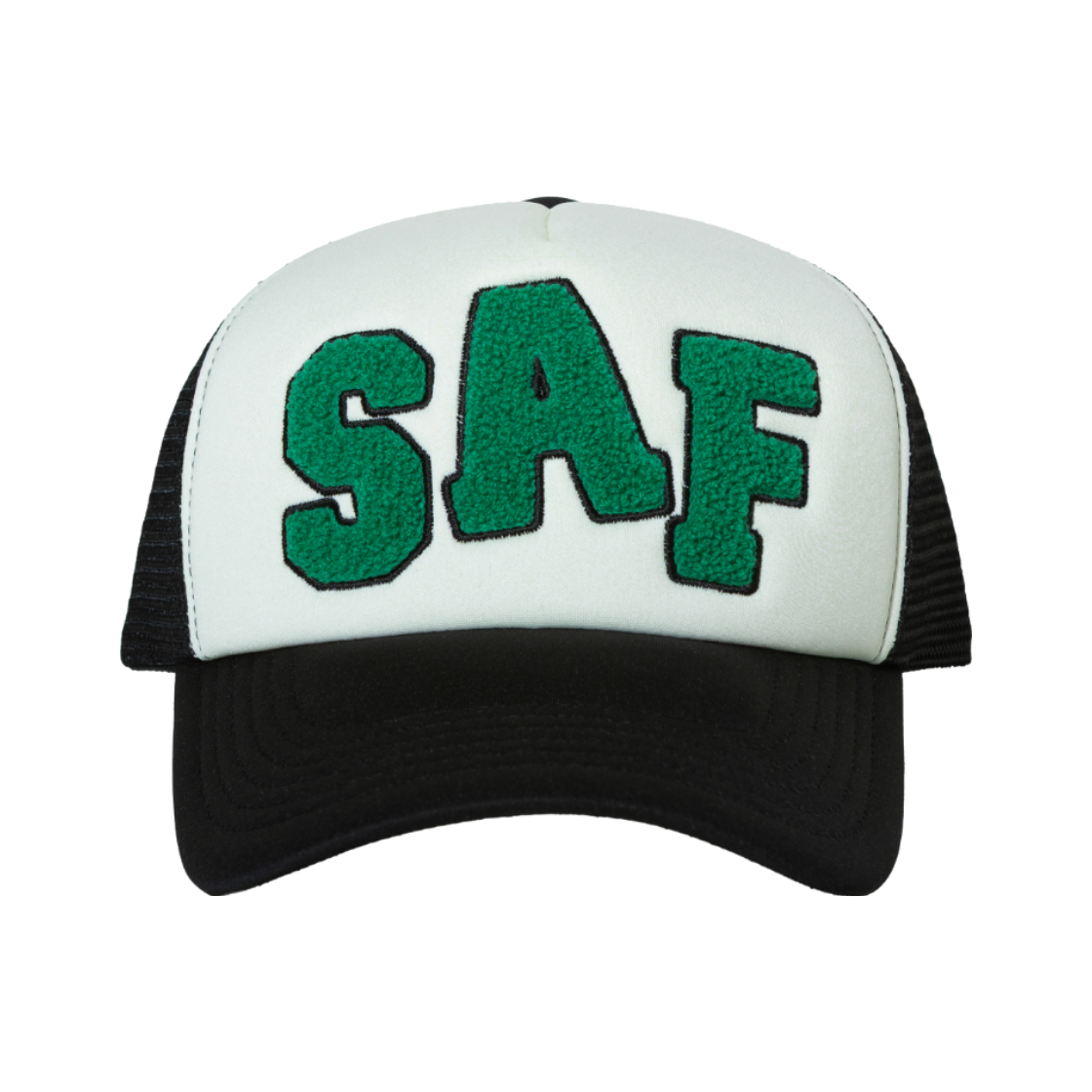 허니스쿱하우스 x 사파리스팟 SAF 로고 트러커 캡 블랙(Honey Scoop House x Safarispot SAF Logo Trucker Cap Black)