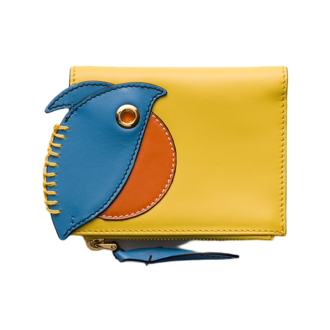 1ML074-2G5V-F05IB Prada Small Leather Wallet Wave Papaya