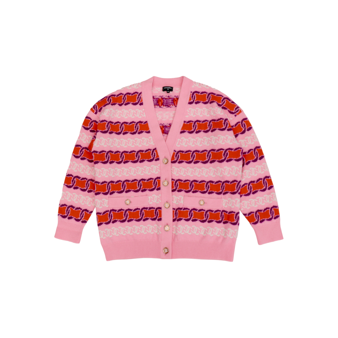 샤넬 핑크 CC 로고 캐시미어 가디건 C-C60931(Chanel Pink CC Logo Cashmere Cardigan C-C60931) - 1