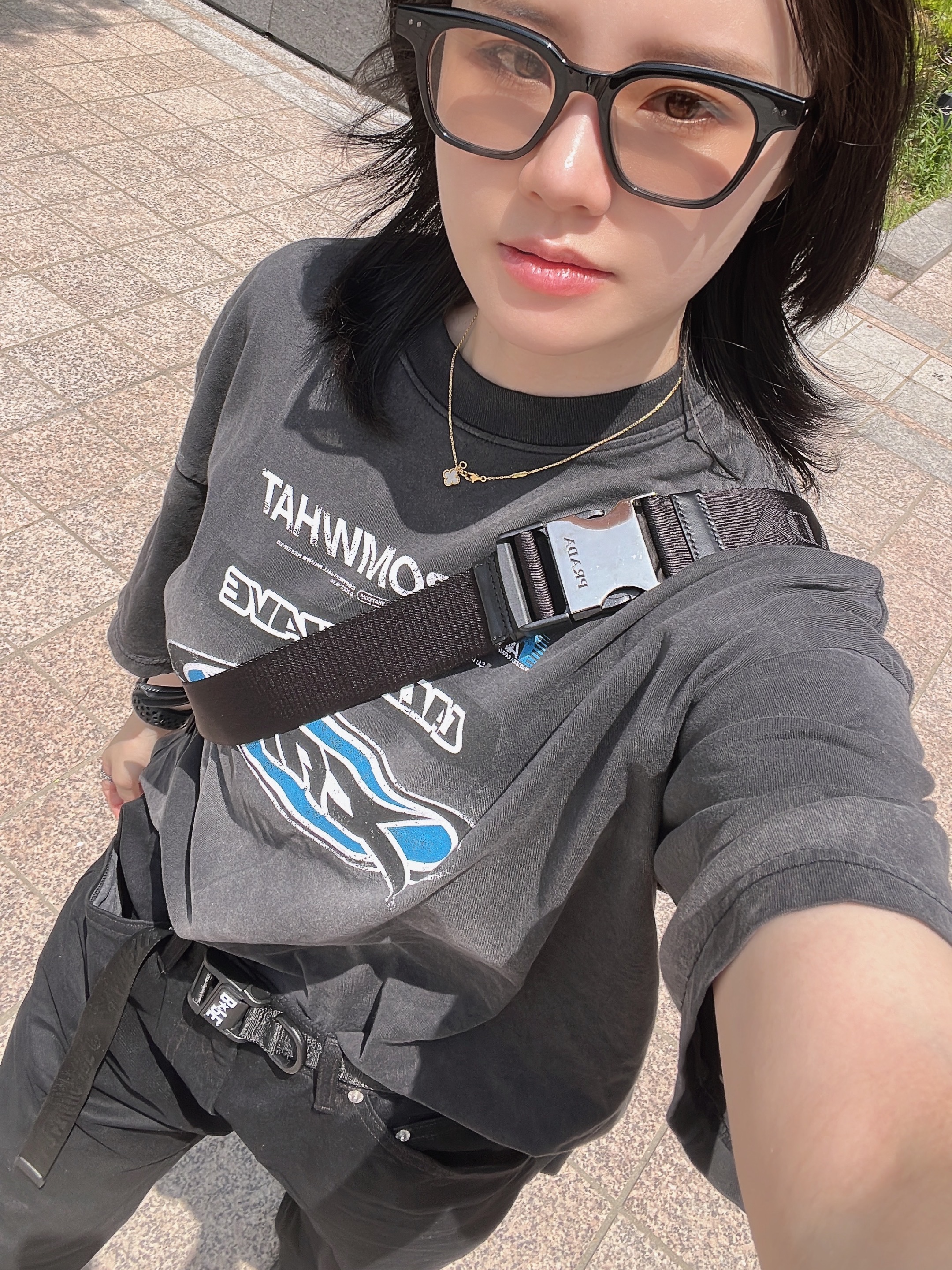 [더블적립]Farfromwhat Far Wrinkled Washed Pants_Black, [더블적립]Farfromwhat Far Washed Logo T-Shirts Black 착용 스타일