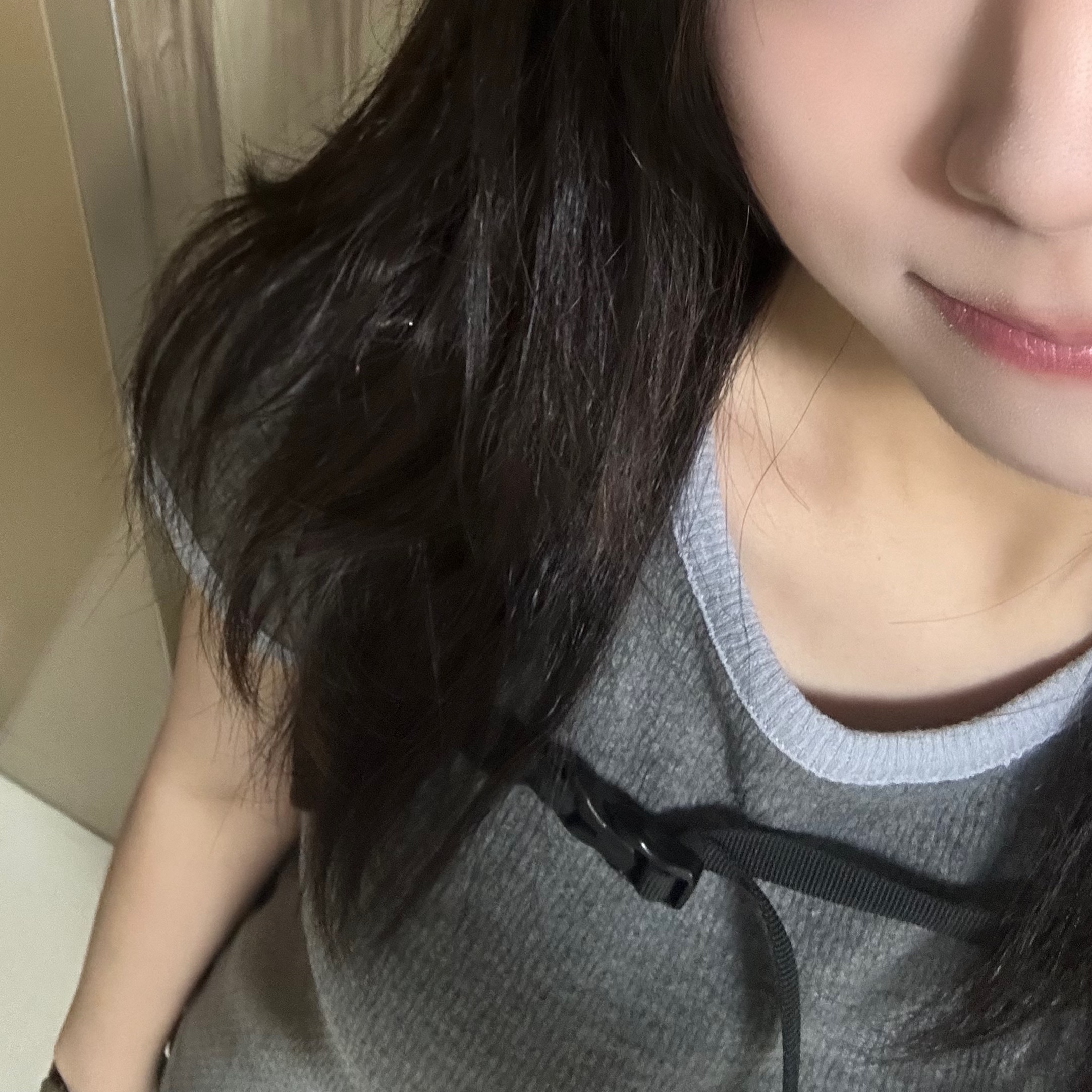 COYSEIO 038 Mini Waffle Ringer T-Shirt Melange Brown 착용 스타일
