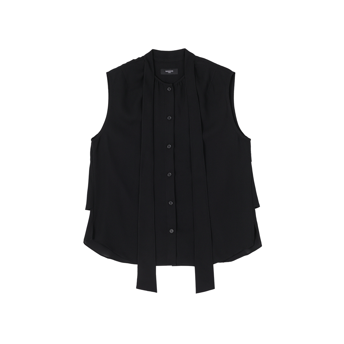 WH3SH301BK (W) SONGZIO Flare Ribbon Sleeveless Shirt Black