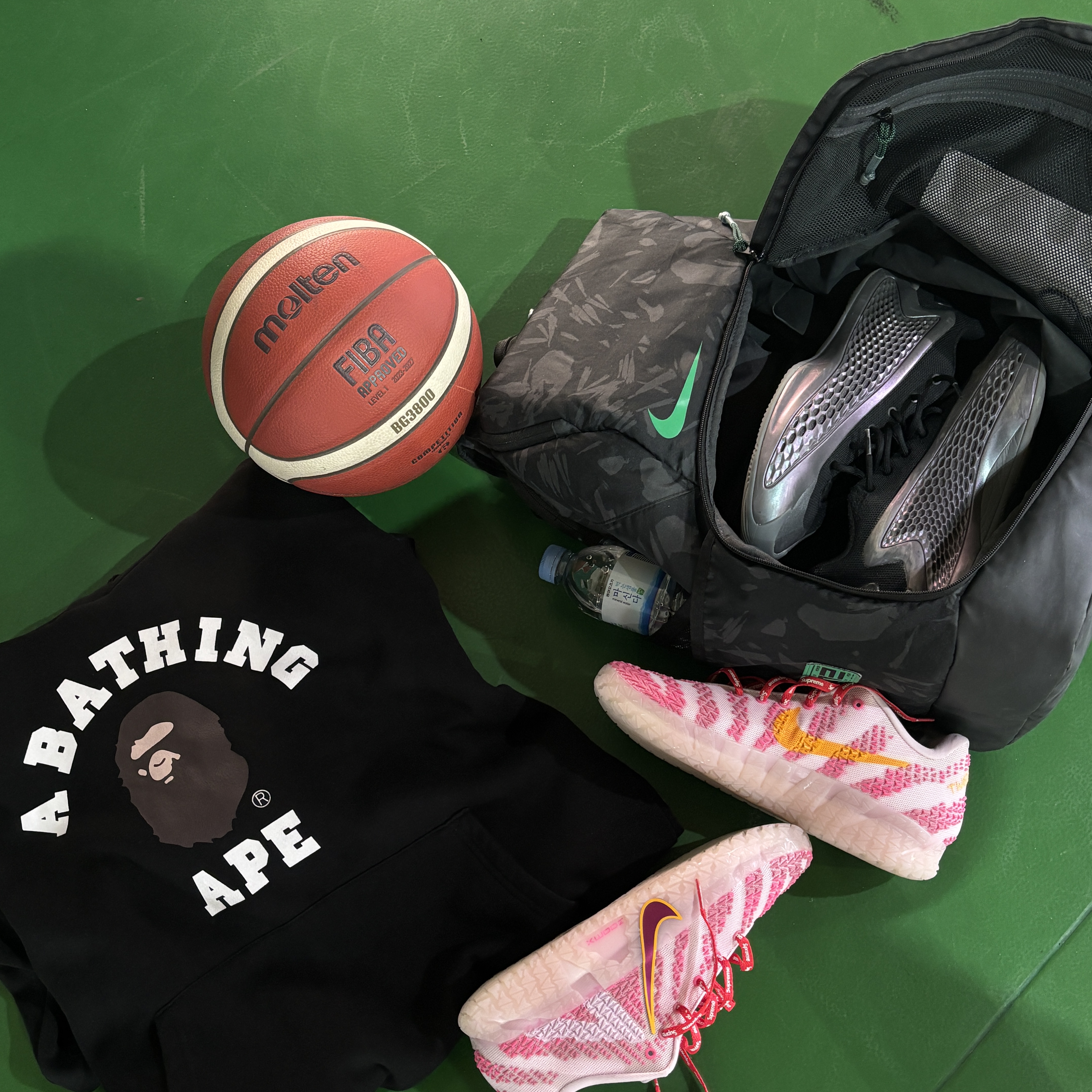 Nike Hoops Elite Basketball Backpack 32L Black, Nike Ja 3 EP Pink Foam Silt Red 착용 스타일