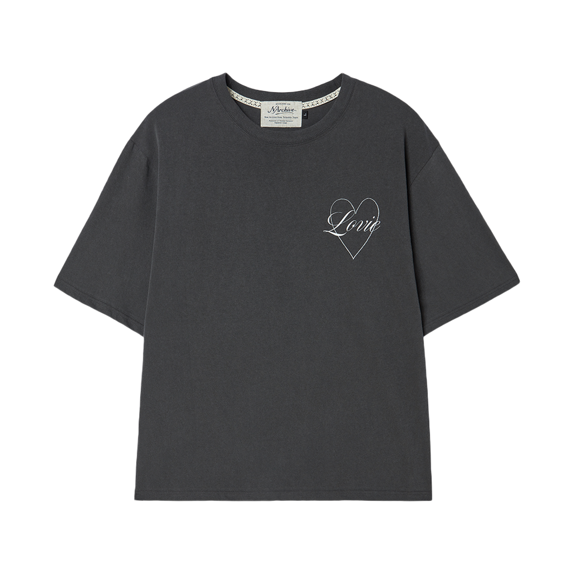 엔 아카이브 러비 에디토리얼 반팔 티셔츠 차콜 그레이(N ARCHIVE Lovie Editorial 1/2 T-Shirts Charcoal Gray)
