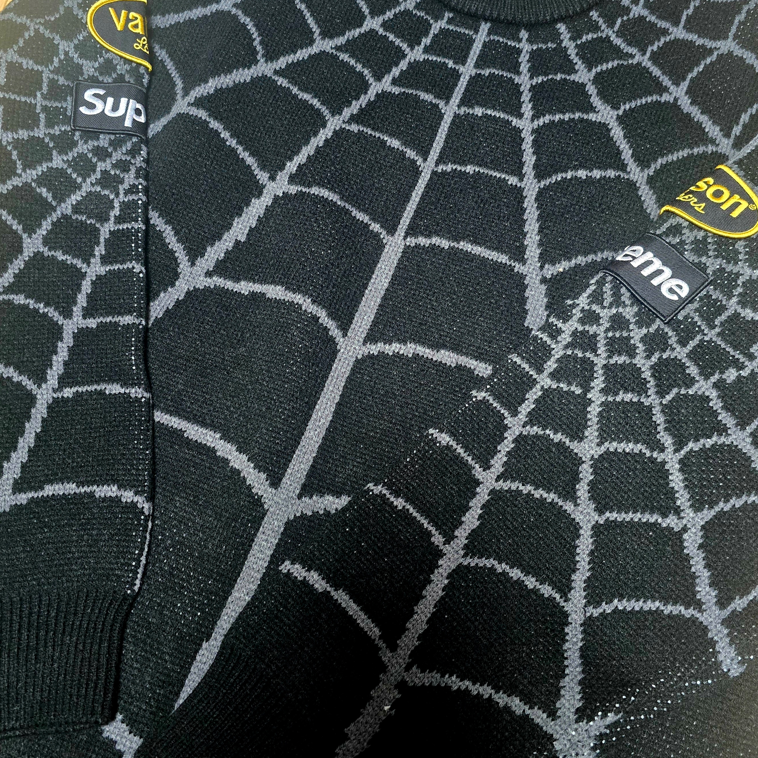 Supreme x Vanson Leathers Spider-Man Sweater Black - 26SS 착용 스타일