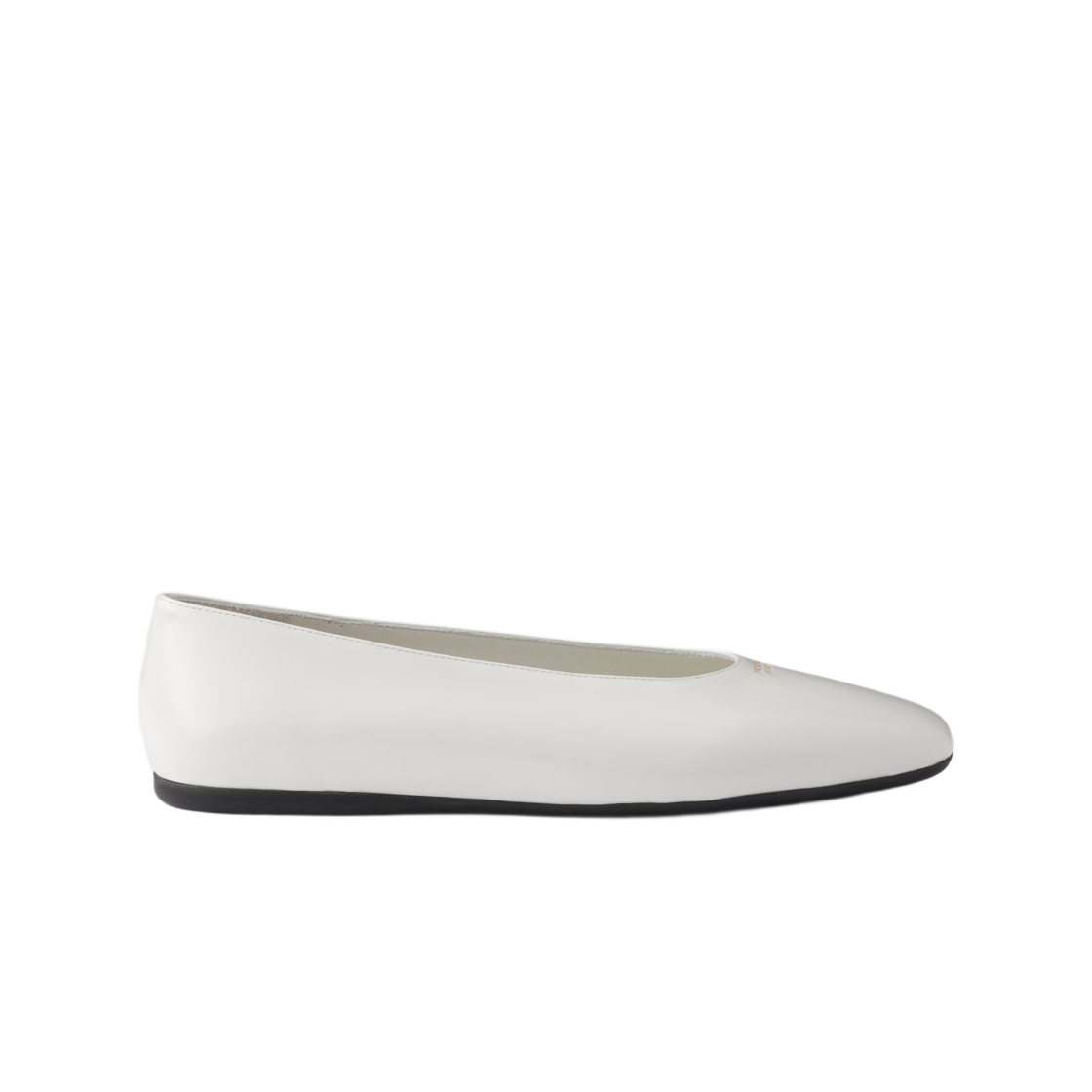 1F522O-055-F097W (W) Prada Brushed Leather Ballerinas White