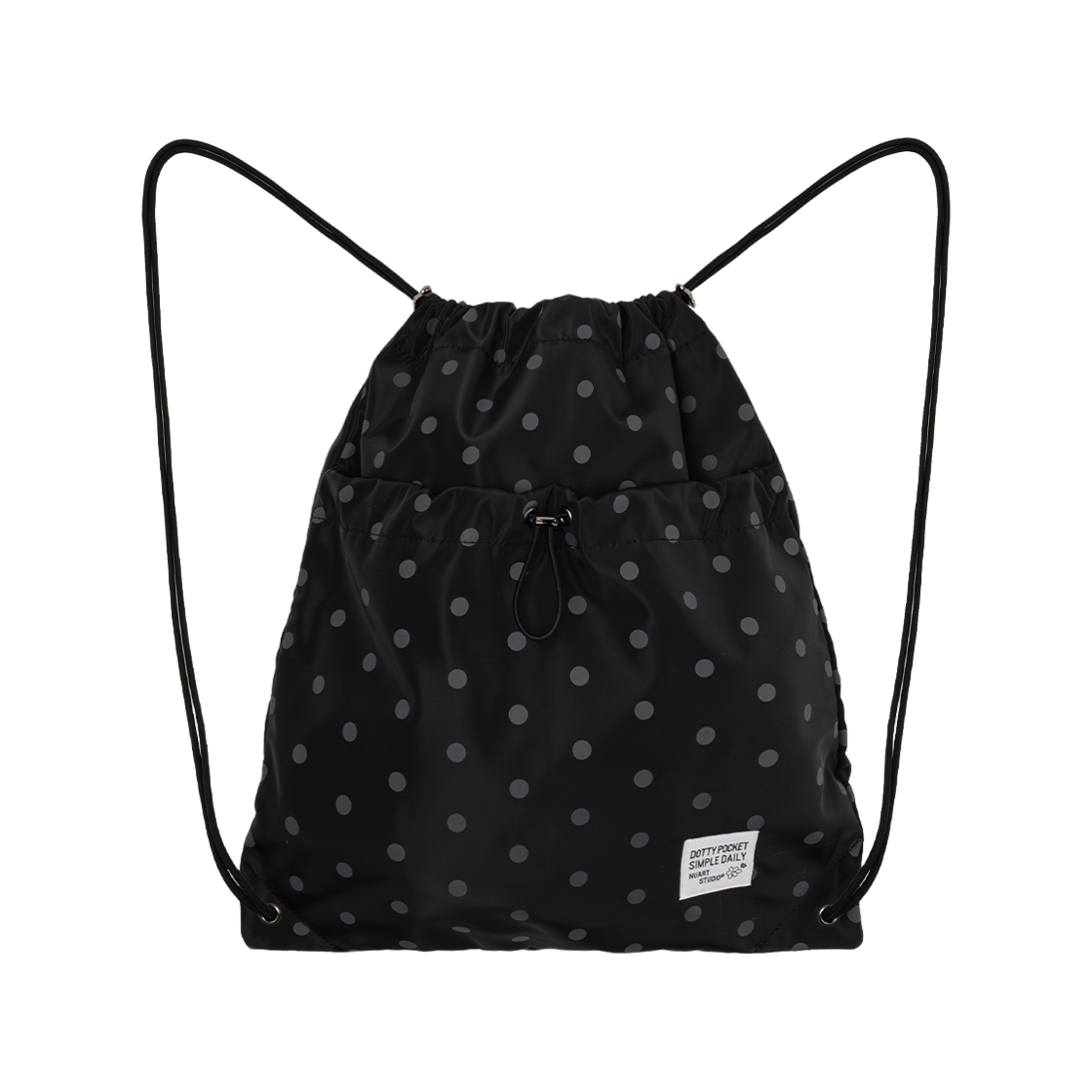 누아트스튜디오 도티 포켓 짐색 스트링백 블랙(NUART STUDIO Dotty Pocket Drawstring Gym Bag Black)