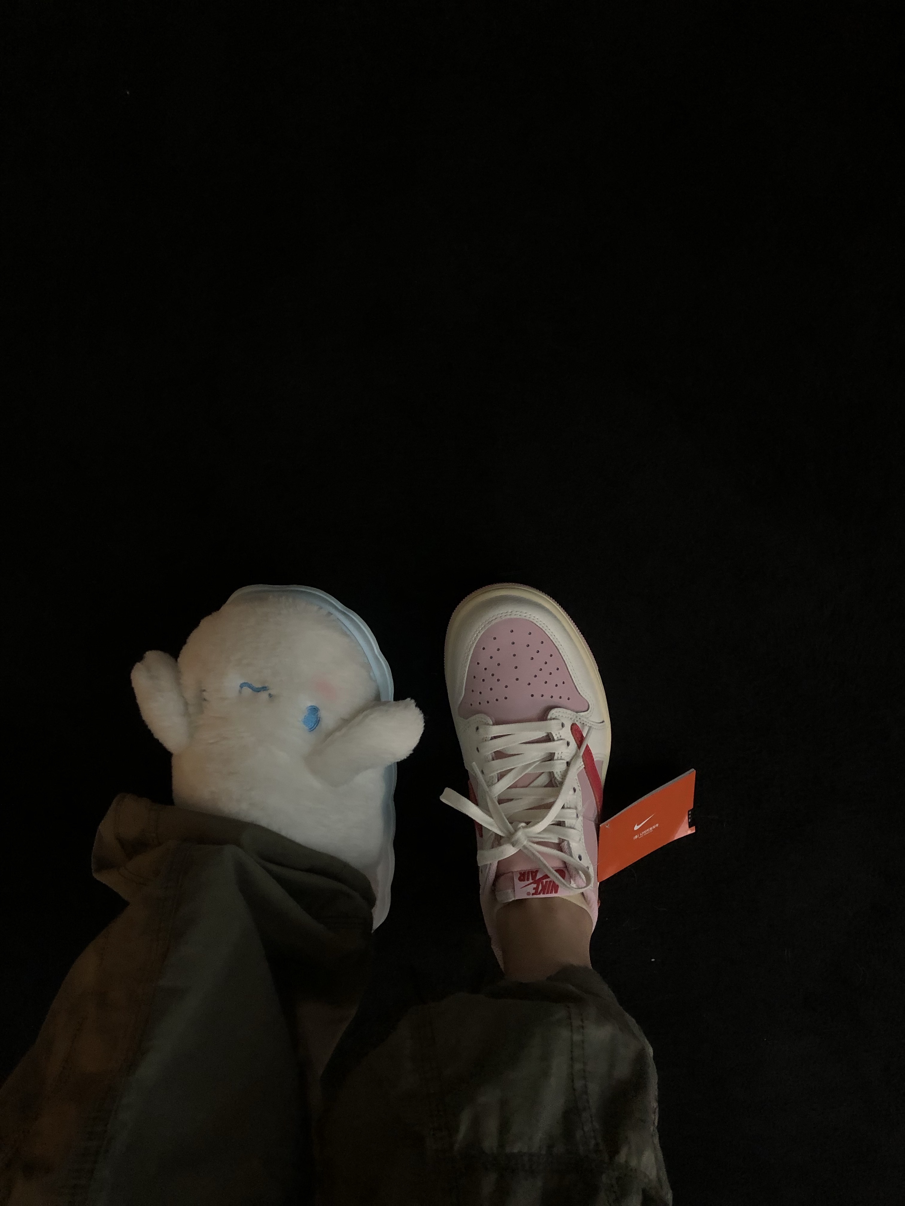Jordan 1 x Travis Scott Retro Low OG SP Sail Tropical Pink 착용 스타일 - 1