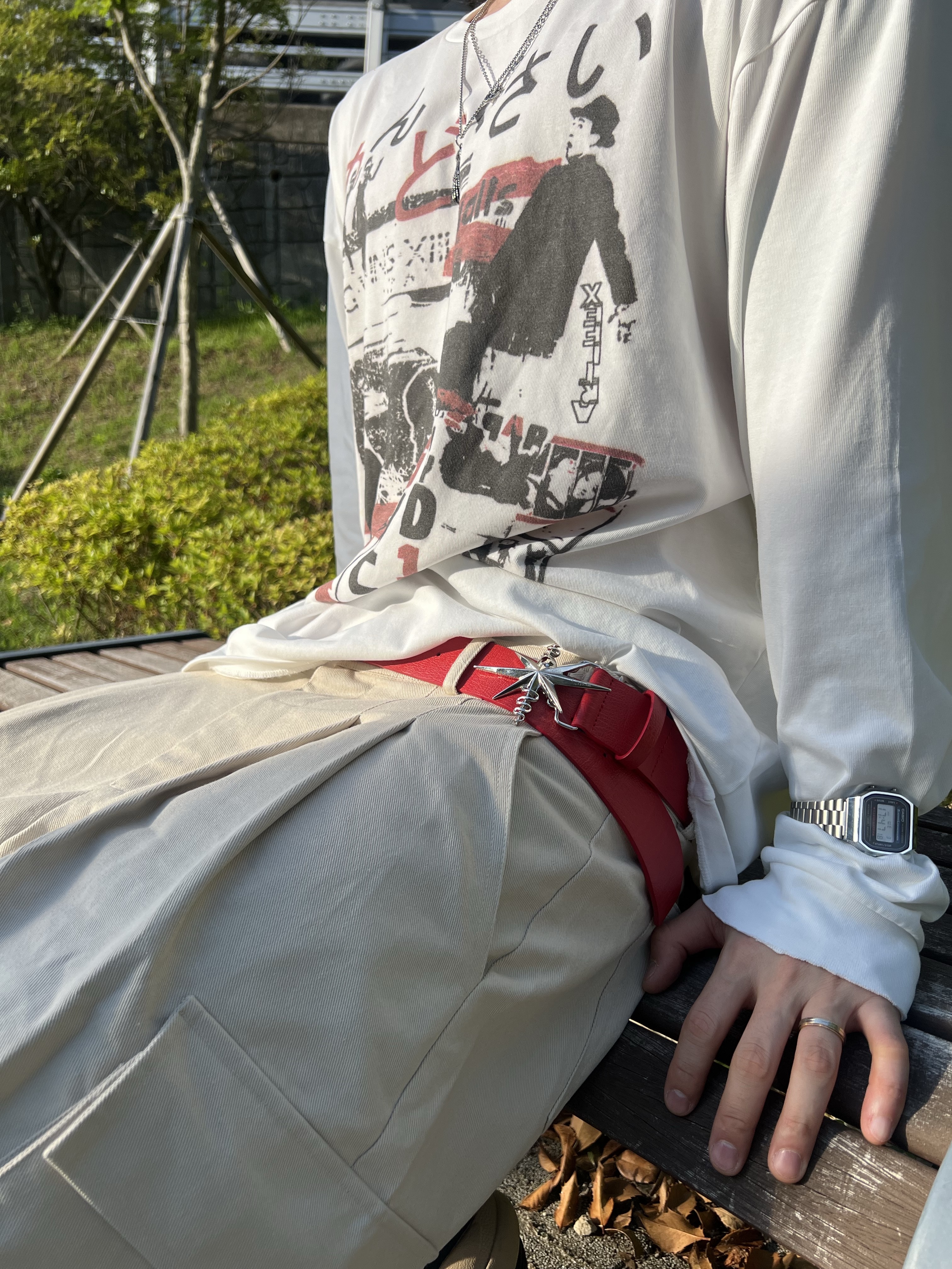 qAp 5-1 Long Sleeve T-Shirt Cream, Nike x Sacai Magmascape SP Pecan 착용 스타일 - 2