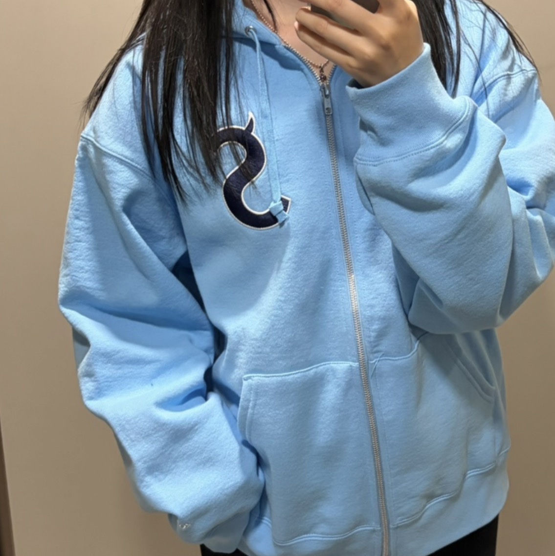 Supreme Devil S Logo Zip Up Hooded Sweatshirt Light Blue - 26SS 착용 스타일