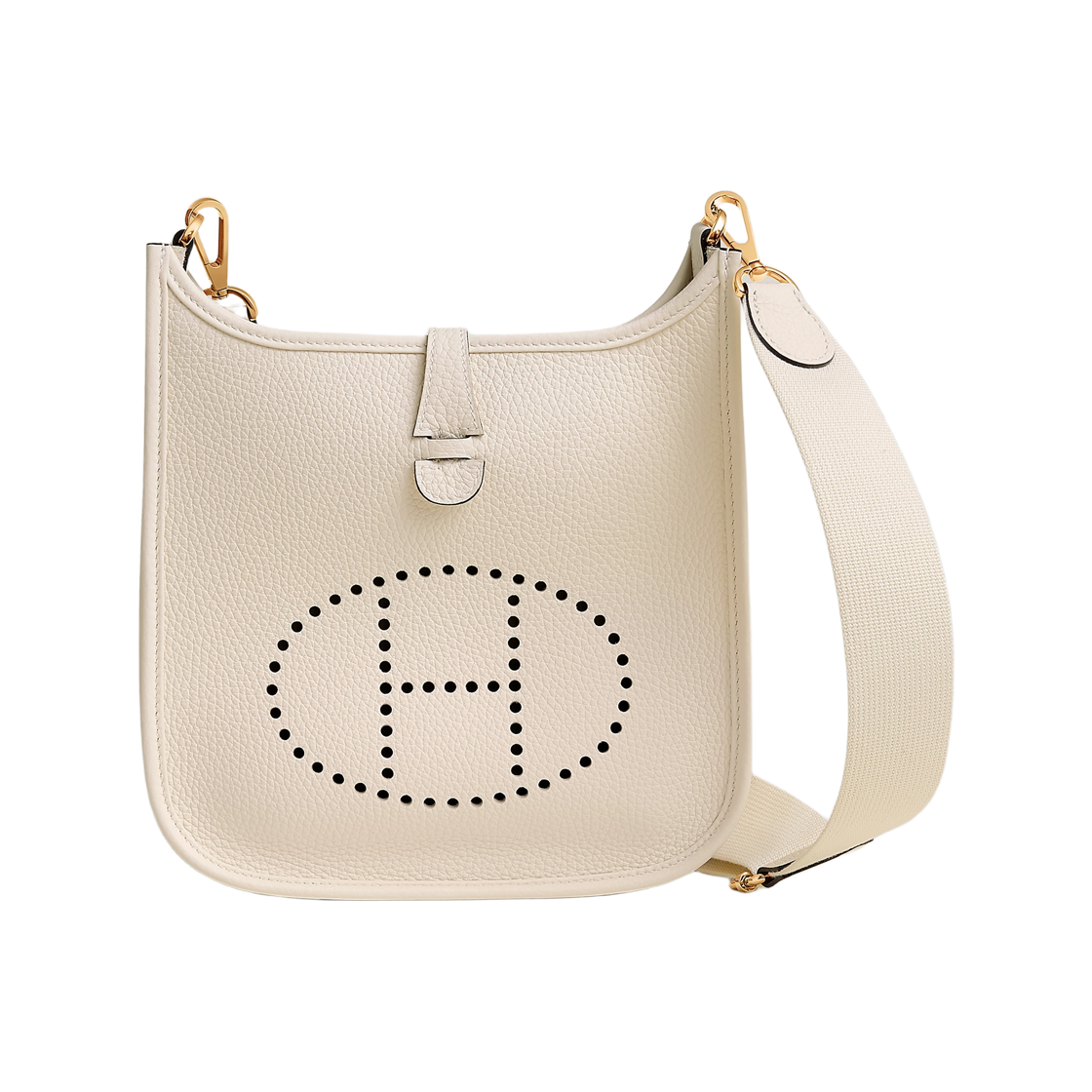 H087941CC10 Hermes Evelyne 23 Poche III Bag Clemence & Yellow Gold Craie