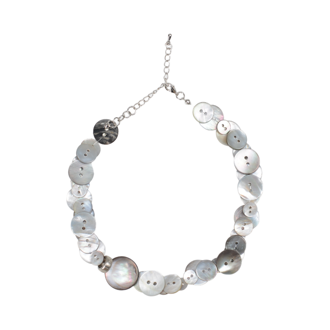 베이컨트 아카이브 펄 버튼 투웨이 목걸이 실버(Vacant Archive Pearl Button Two-Way Necklace Silver)