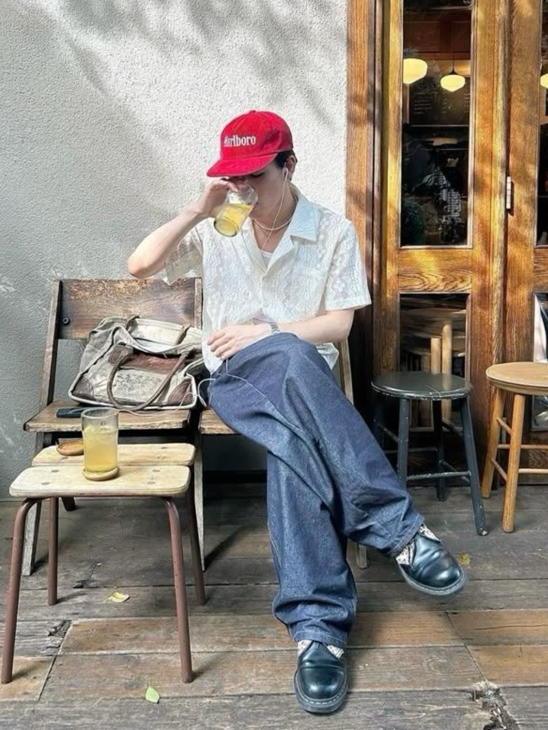 Peaceminusone x Verdy 5 Panel Ball Cap Red, Alex Zono I Dig Running Trucker Hat OG Brown 착용 스타일 - 2