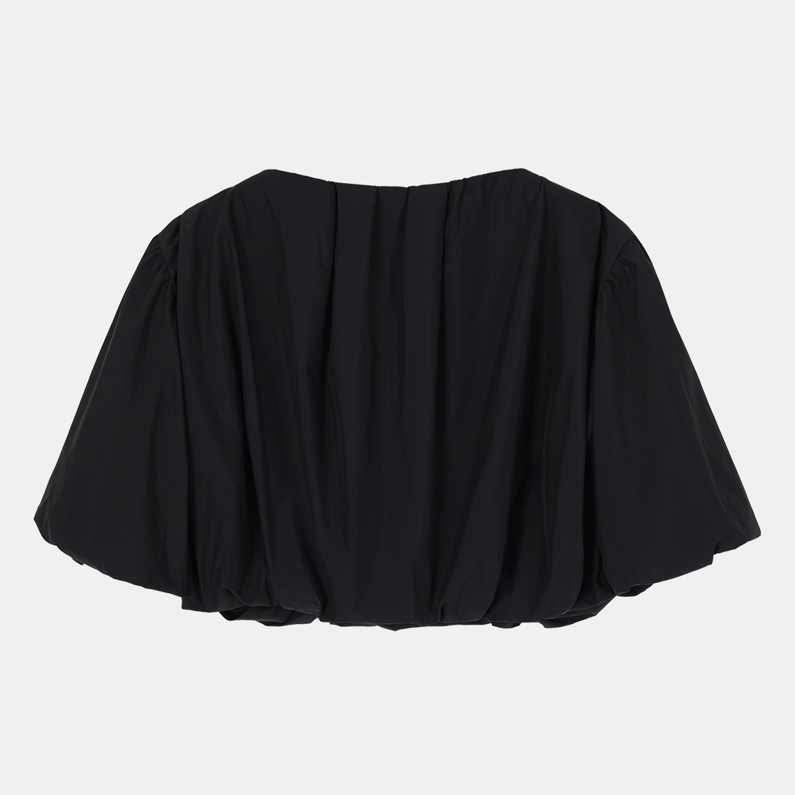 (W) 송지오 볼륨 드레이프 크롭탑 블랙((W) SONGZIO Volume Drape Crop Top Black) - 2