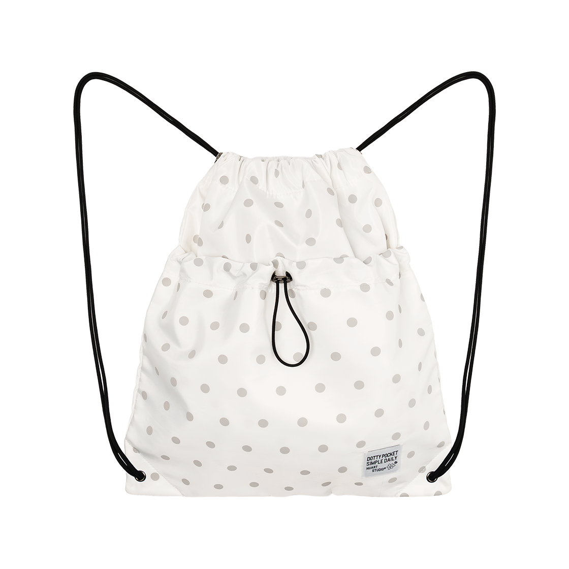 누아트스튜디오 도티 포켓 짐색 스트링백 화이트(NUARTSTUDIO Dotty Pocket Drawstring Gym Bag White)