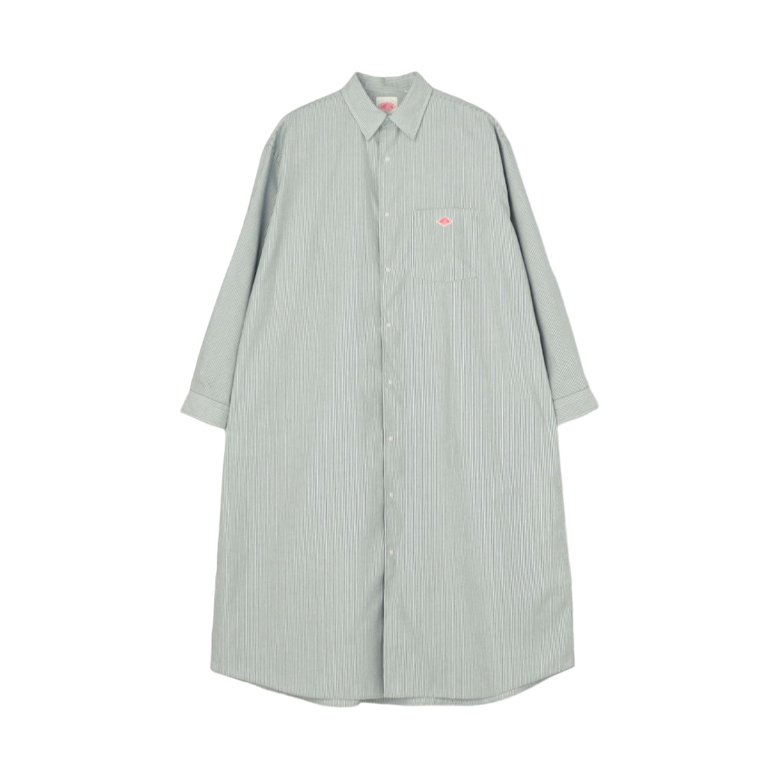 DT-G0106-POD (W) Danton Oxford Classic Collar Dress Green White Stripe