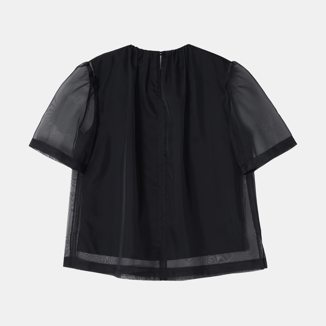 (W) 송지오 오간자 레이어드 블라우스 블랙((W) SONGZIO Organza Layered Blouse Black) - 2