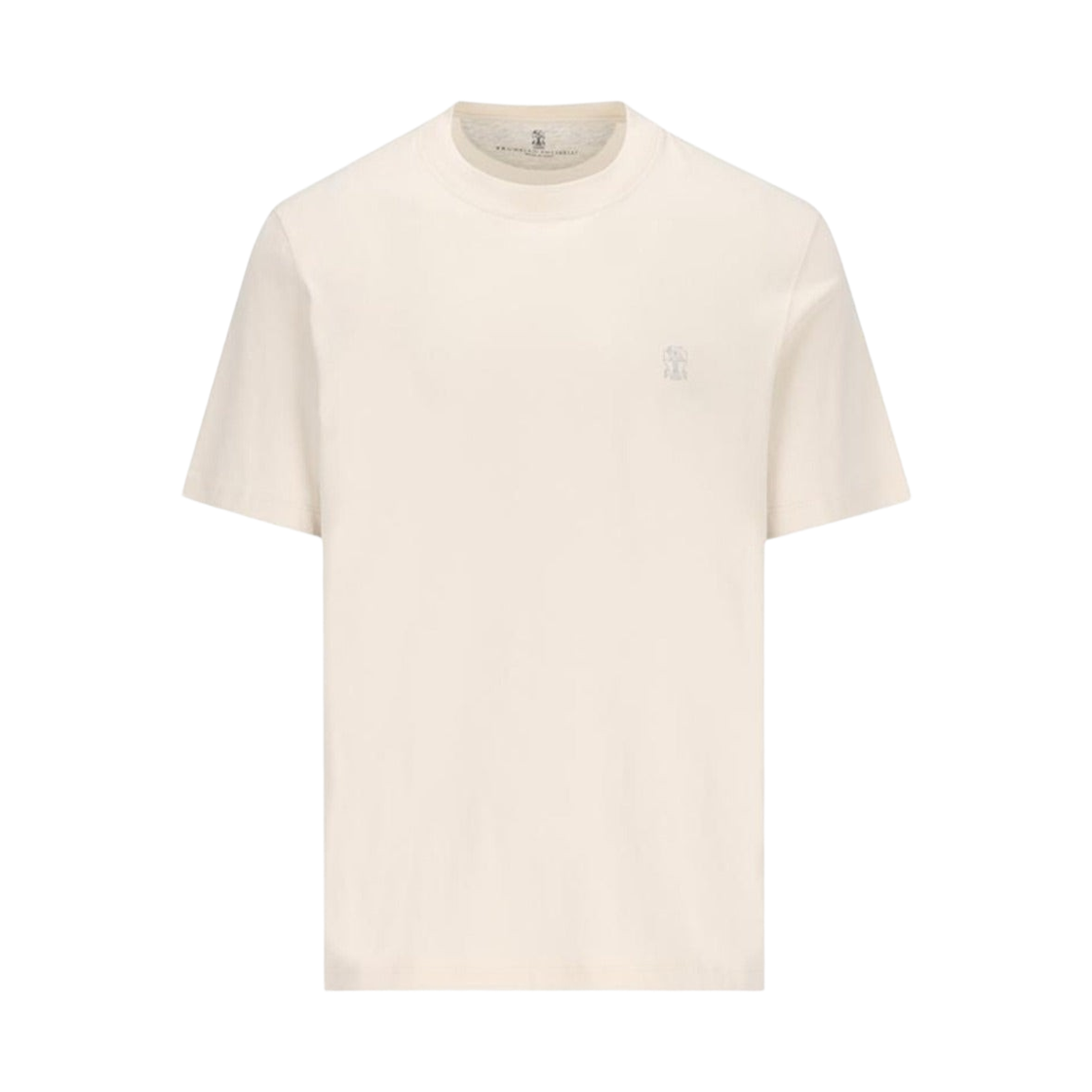 브루넬로 쿠치넬리 로고 코튼 저지 크루넥 티셔츠 에크루(Brunello Cucinelli Cotton Jersey Crewneck T-Shirt with Logo Ecru) - 1