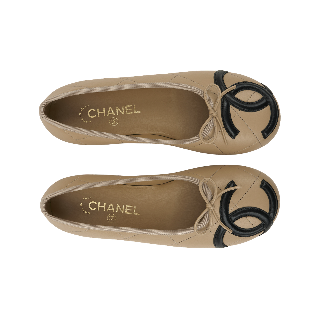 (W) 샤넬 발레 플랫 램스킨 & 베이지 블랙 더 샤넬 코코 비치 컬렉션((W) Chanel Ballet Flats Lambskin & Beige Black The Chanel Coco Beach Collection) - 5