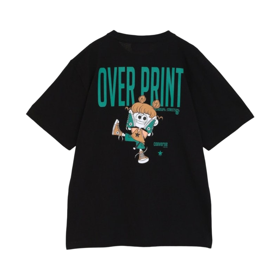 컨버스 도쿄 x 오버 프린트 스트리트 걸 티셔츠 제로 제로 히어로 블랙(Converse Tokyo x Over Print Street Girl T-Shirt Zero Zero Hero Black)