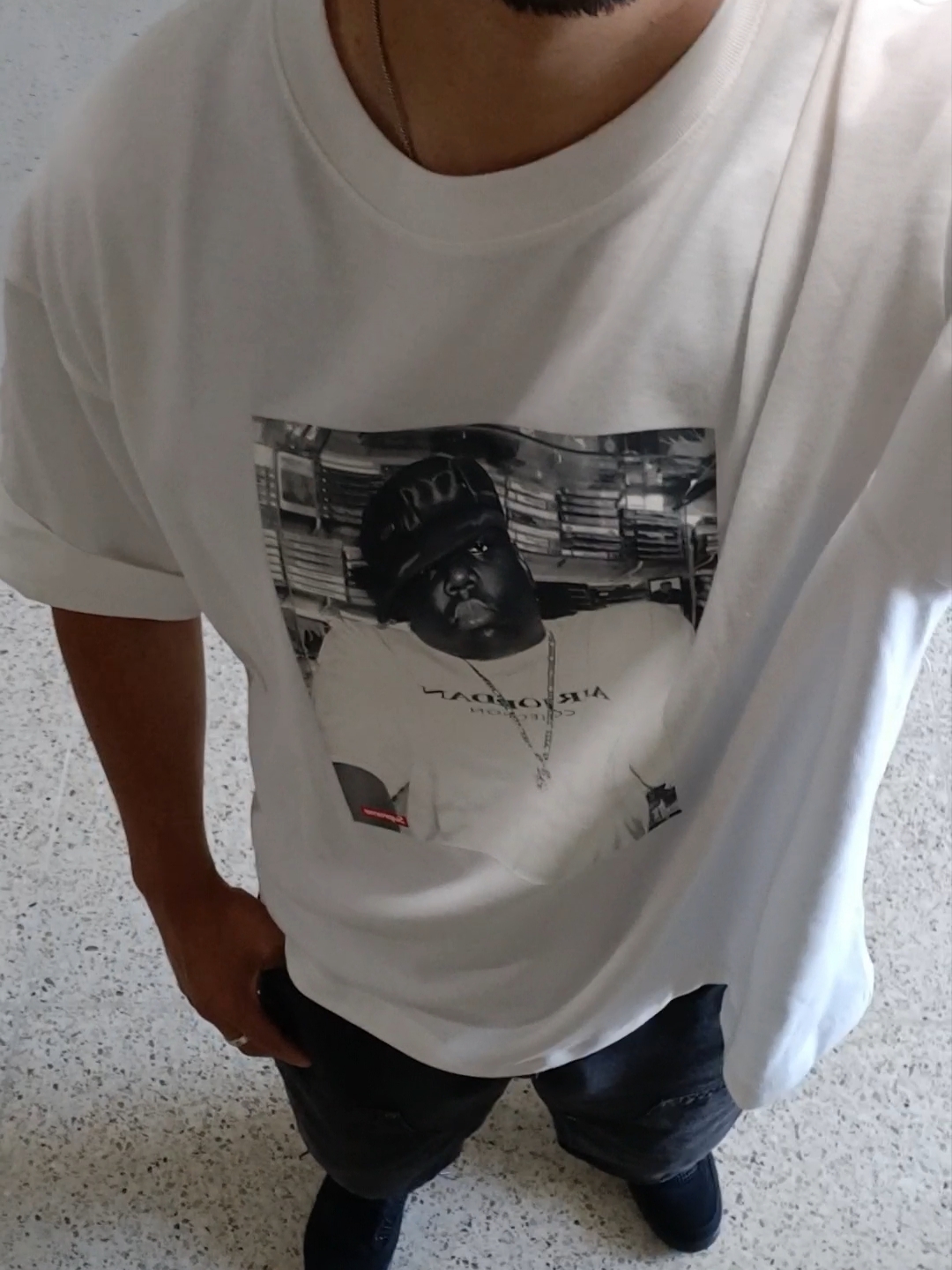 Supreme x Jordan Biggie S/S Top White - 24FW, Jordan 4 Retro Black Cat 2025 착용 스타일
