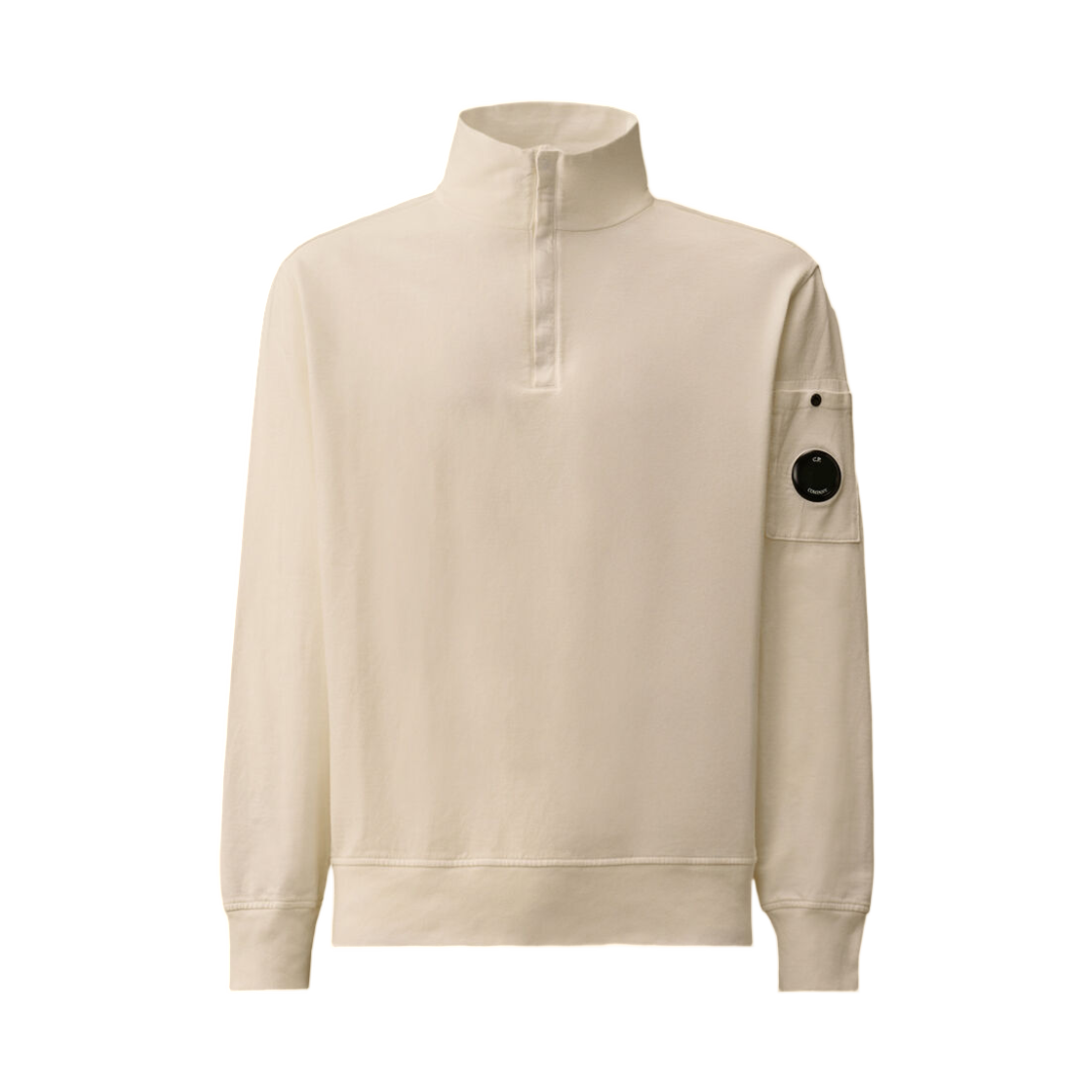 20CMSS022A002246G103 C.P. Company Light Fleece Half Zip Lens Sweatshirt Gauze White - 26SS