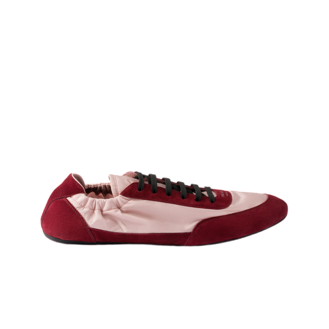 1E959N-LZ4-F04VD (W) Prada Collapse Re-Nylon and Suede Sneakers Peach Crimson