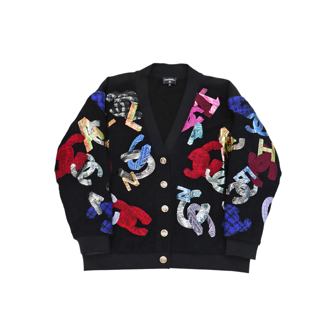 샤넬 44사이즈 블랙 멀티 패치 가디건 C-C61023(Chanel Black Multi-Patch Cardigan C-C61023) - 1