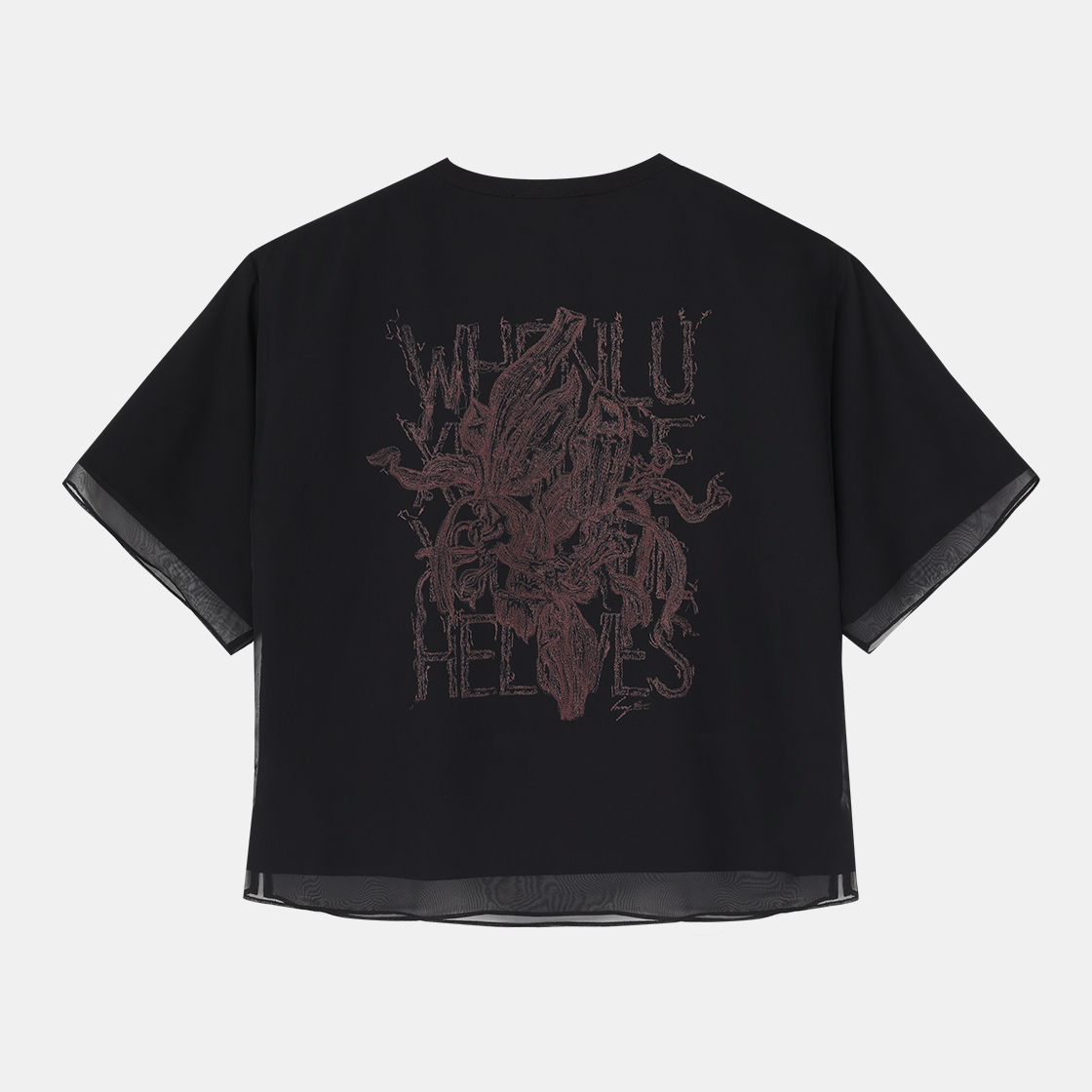 (W) 송지오 컬렉션 베일드 오키드 엠브로이드 티셔츠 블랙((W) SONGZIO COLLECTION Veiled Orchid Embroided T Shirt Black) - 2