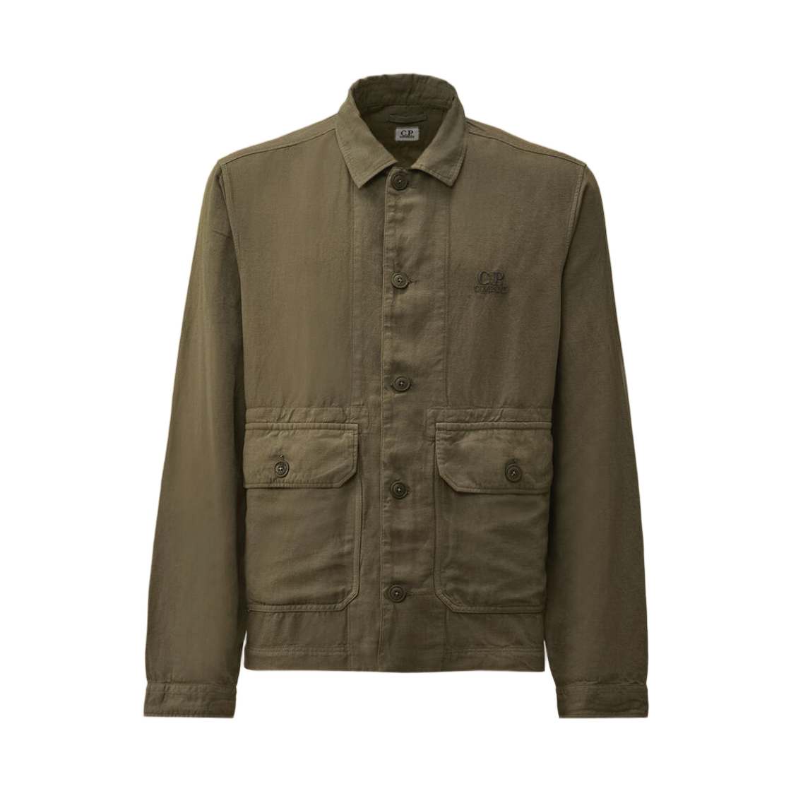 20CMOS228A006501G921 C.P. Company Broken Twill Button Overshirt Gunmetal Grey - 26SS