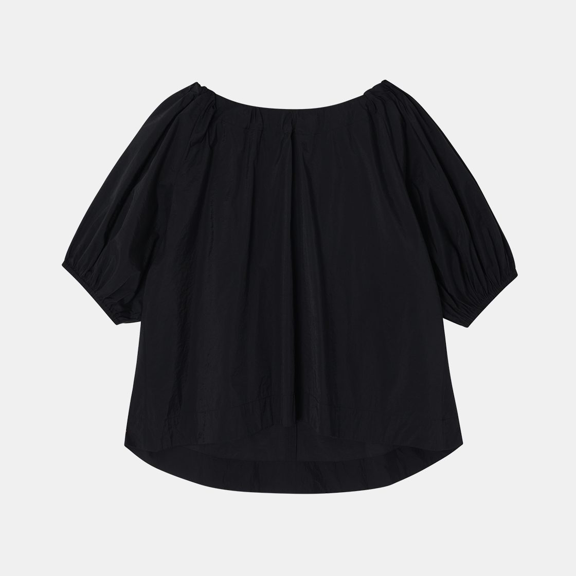 (W) 송지오 리본 셔링 라글랑 블라우스 블랙((W) SONGZIO Ribbon Shirring Raglan Blouse Black) - 2