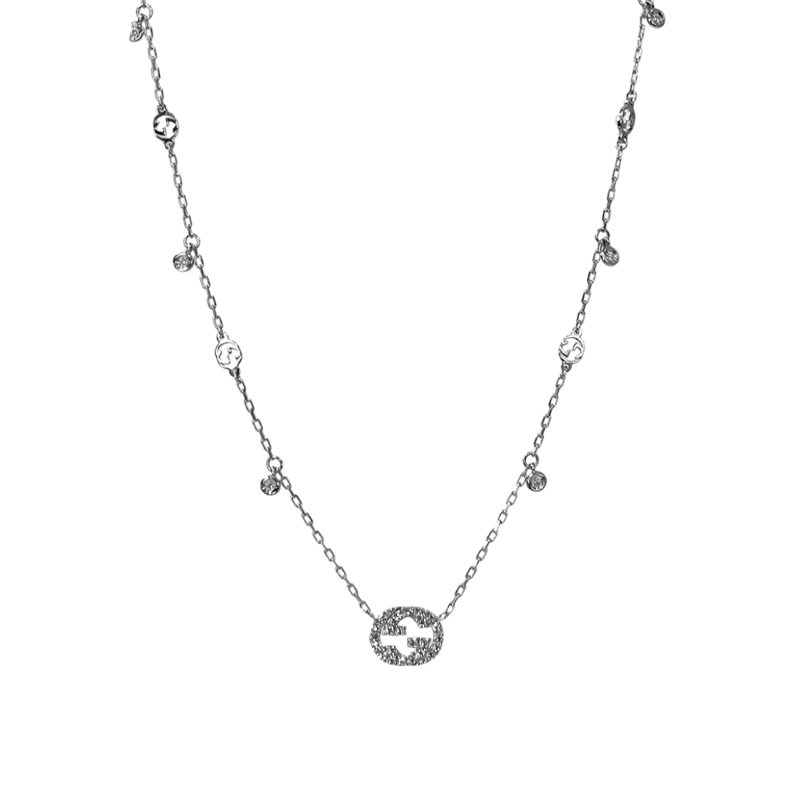 ITCOK2T37H2A Gucci 750 White Gold Interlocking Diamond Necklace C-B60760