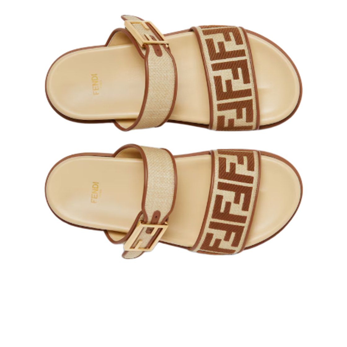 (W) 펜디 필 라피아 이펙트 샌들 브라운((W) Fendi Feel Raffia Effect Sandals Brown) - 2