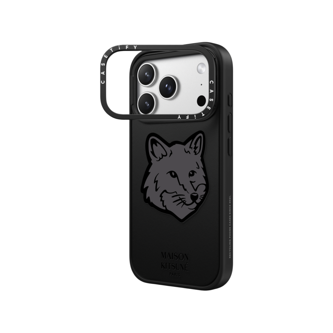 케이스티파이 x 메종 키츠네 클래식 폭스 로고 맥세이프 임팩트 링 스탠드 케이스 블랙(Casetify x Maison Kitsune Classic Fox Logo MagSafe Impact Ring Stand Case Black) - 1