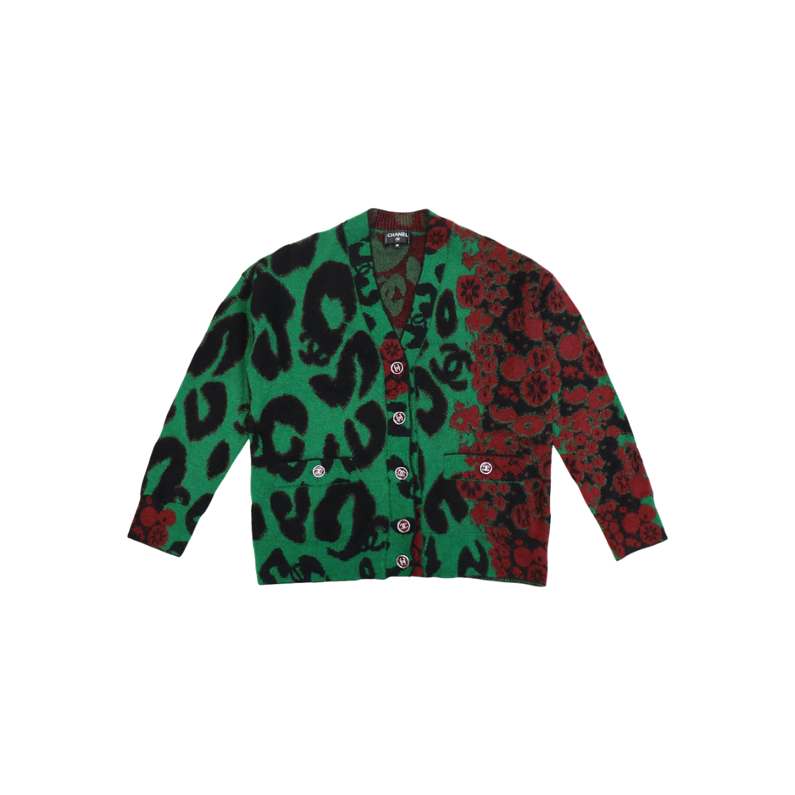 샤넬 36사이즈 그린 레오파드 가디건 C-C61015(Chanel Green Leopard Cardigan C-C61015)